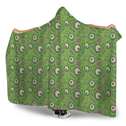 Green Zombie Pattern Print Hooded Blanket