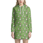 Green Zombie Pattern Print Hoodie Dress