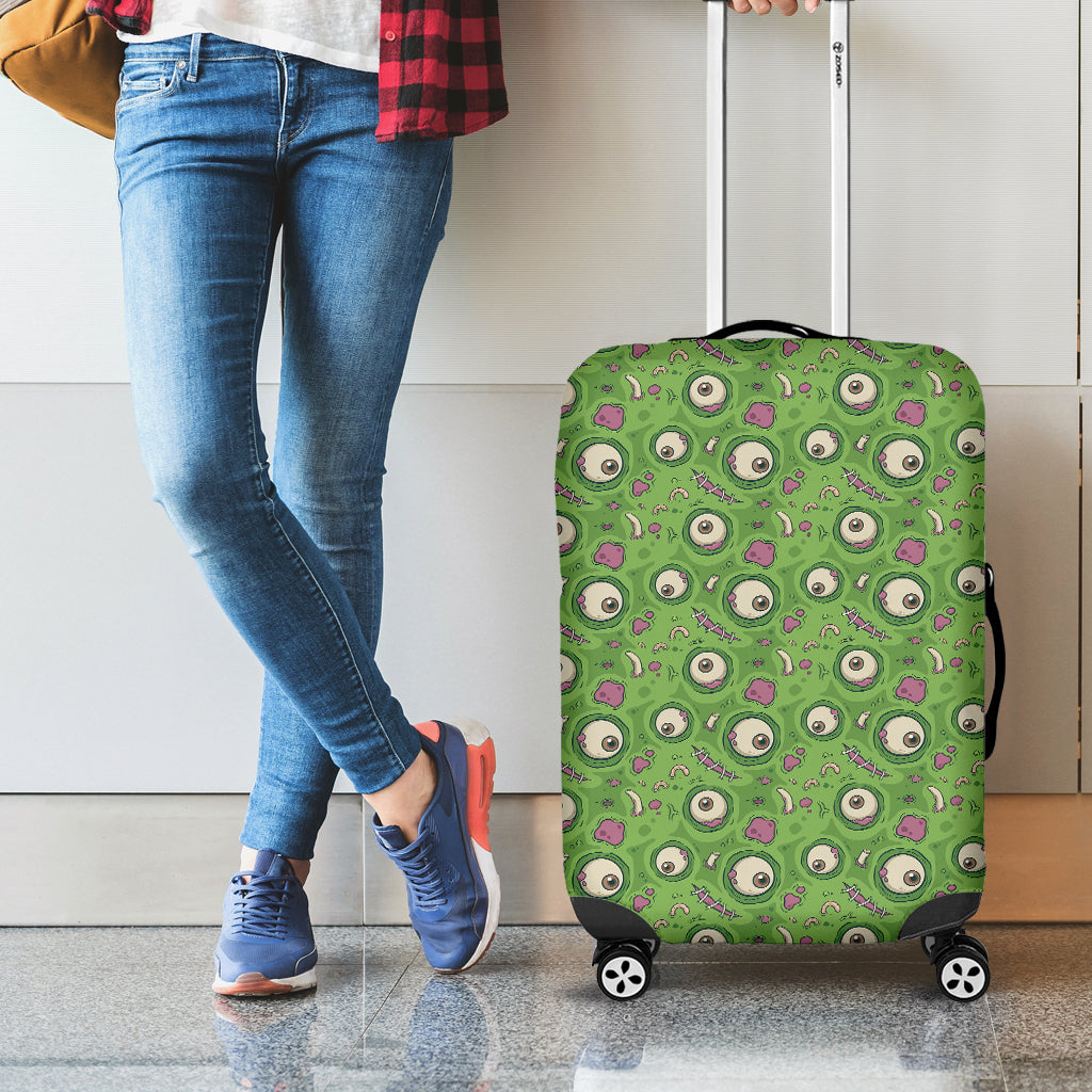 Green Zombie Pattern Print Luggage Cover