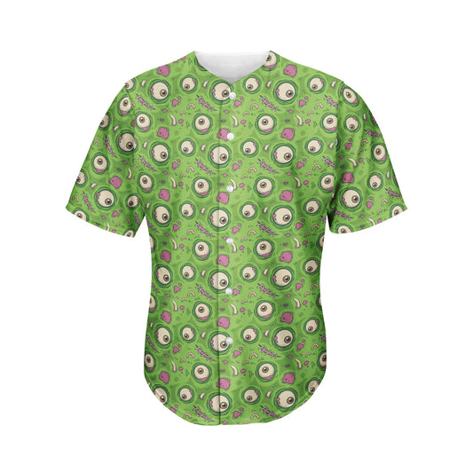 Green Zombie Pattern Print Men's Baseball Jersey