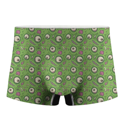Green Zombie Pattern Print Men's Boxer Briefs