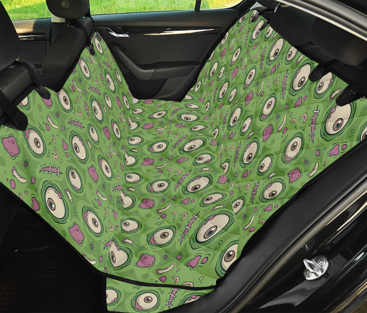 Green Zombie Pattern Print Pet Car Back Seat Cover