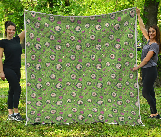 Green Zombie Pattern Print Quilt