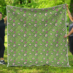 Green Zombie Pattern Print Quilt