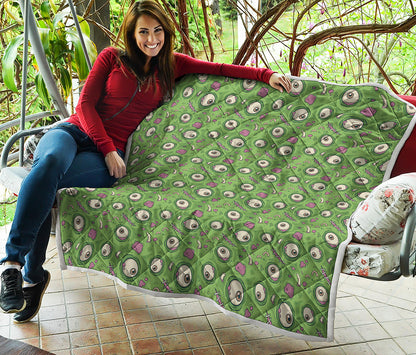 Green Zombie Pattern Print Quilt