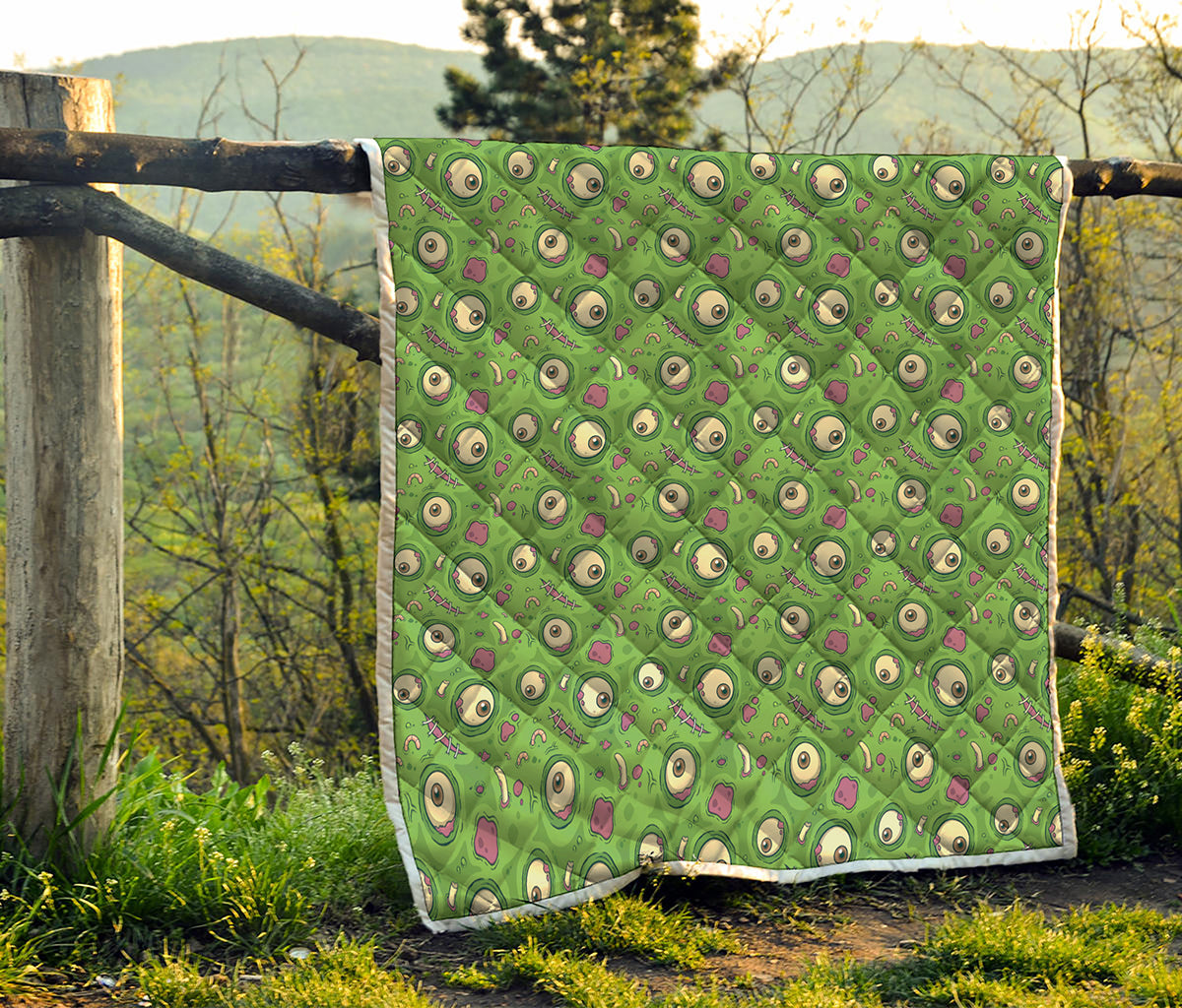 Green Zombie Pattern Print Quilt