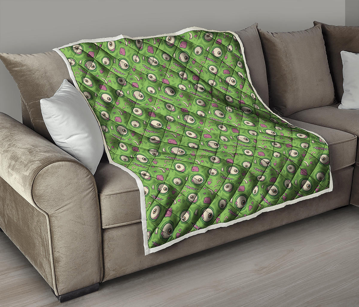 Green Zombie Pattern Print Quilt