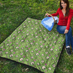 Green Zombie Pattern Print Quilt
