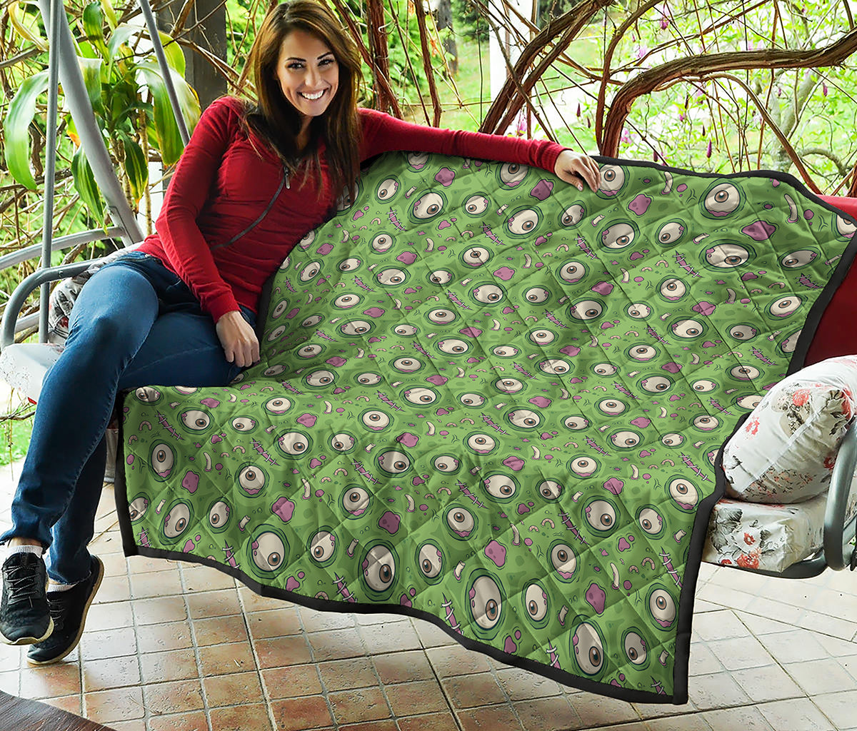 Green Zombie Pattern Print Quilt