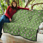 Green Zombie Pattern Print Quilt