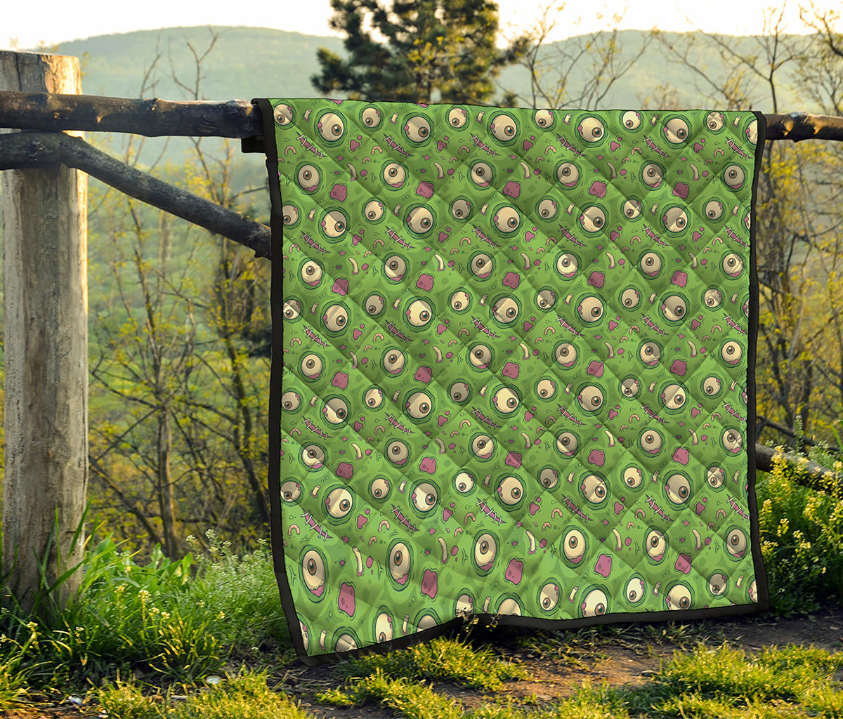 Green Zombie Pattern Print Quilt