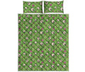 Green Zombie Pattern Print Quilt Bed Set