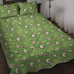 Green Zombie Pattern Print Quilt Bed Set