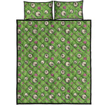 Green Zombie Pattern Print Quilt Bed Set