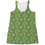 Green Zombie Pattern Print Women's Racerback Tank Top