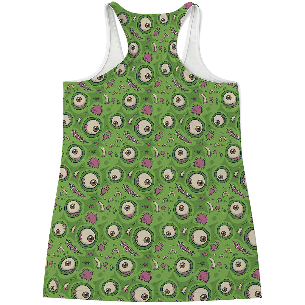Green Zombie Pattern Print Women's Racerback Tank Top