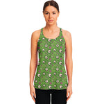 Green Zombie Pattern Print Women's Racerback Tank Top