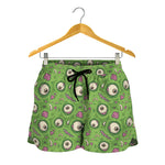 Green Zombie Pattern Print Women's Shorts