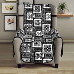 Grey African Adinkra Symbols Print Armchair Protector