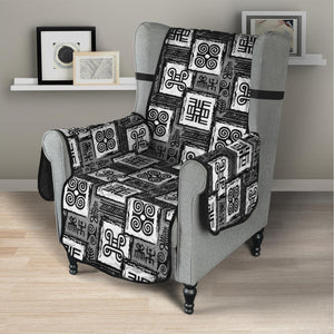 Grey African Adinkra Symbols Print Armchair Protector