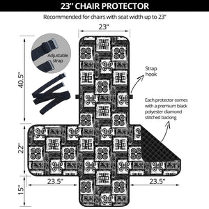 Grey African Adinkra Symbols Print Armchair Protector