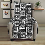 Grey African Adinkra Symbols Print Armchair Protector