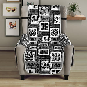 Grey African Adinkra Symbols Print Armchair Protector