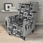 Grey African Adinkra Symbols Print Armchair Protector