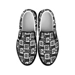 Grey African Adinkra Symbols Print Black Slip On Shoes