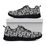 Grey African Adinkra Symbols Print Black Sneakers