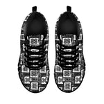 Grey African Adinkra Symbols Print Black Sneakers