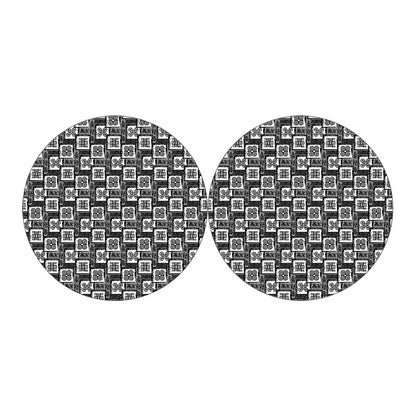 Grey African Adinkra Symbols Print Car Coasters