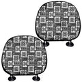Grey African Adinkra Symbols Print Car Headrest Covers