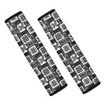 Grey African Adinkra Symbols Print Car Seat Belt Covers