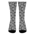 Grey African Adinkra Symbols Print Crew Socks