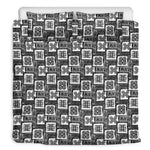 Grey African Adinkra Symbols Print Duvet Cover Bedding Set