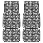 Grey African Adinkra Symbols Print Front and Back Car Floor Mats