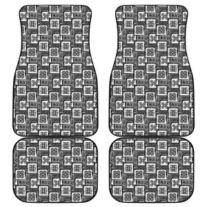 Grey African Adinkra Symbols Print Front and Back Car Floor Mats