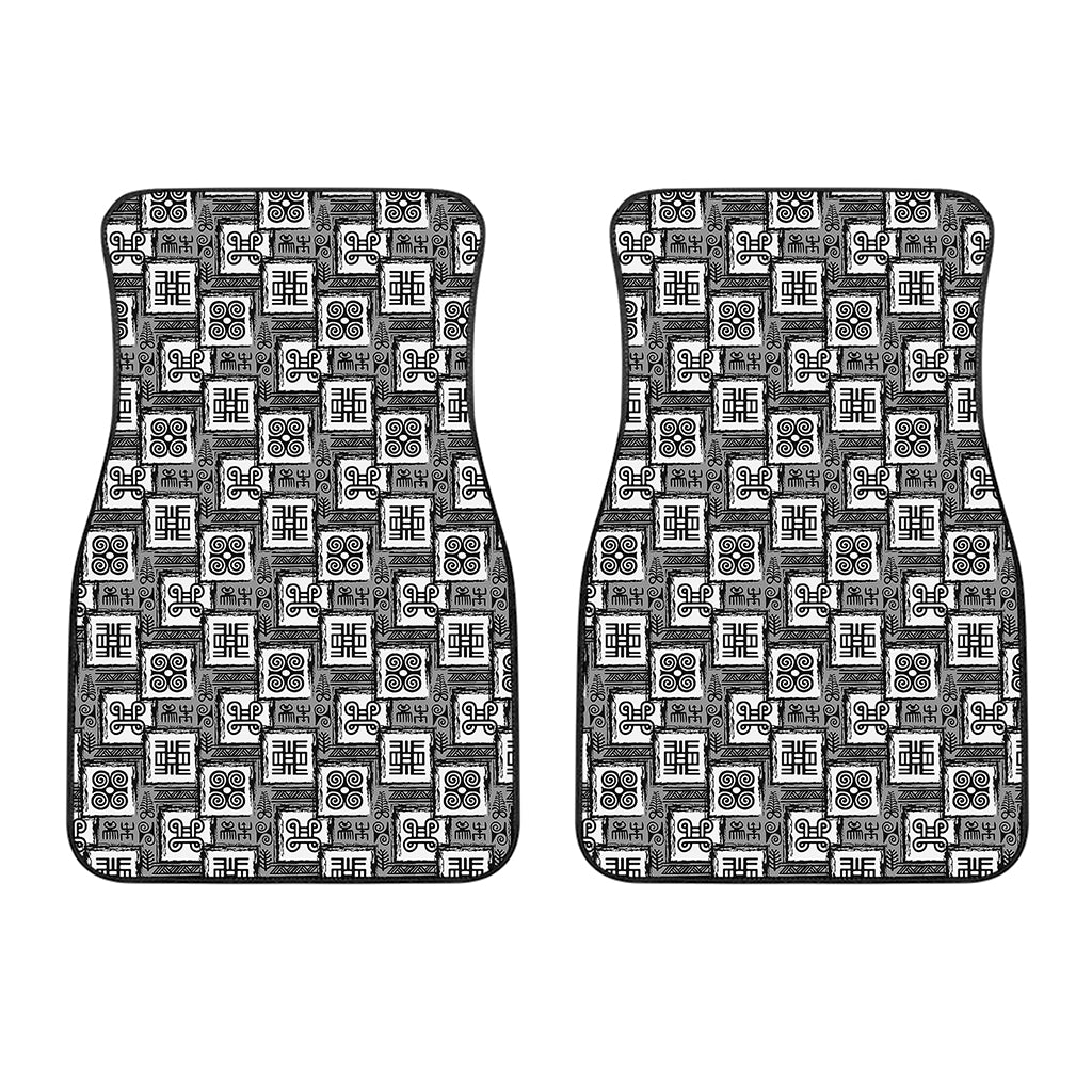 Grey African Adinkra Symbols Print Front Car Floor Mats