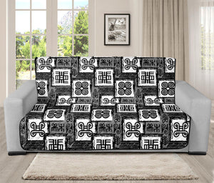 Grey African Adinkra Symbols Print Futon Protector