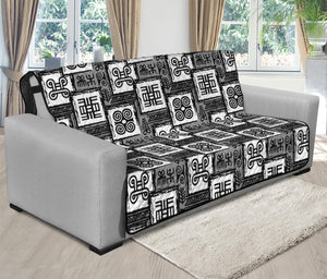 Grey African Adinkra Symbols Print Futon Protector