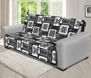 Grey African Adinkra Symbols Print Futon Protector