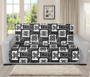 Grey African Adinkra Symbols Print Futon Protector