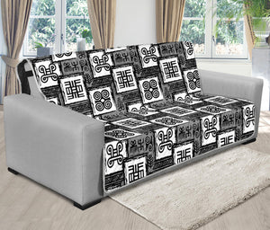 Grey African Adinkra Symbols Print Futon Protector