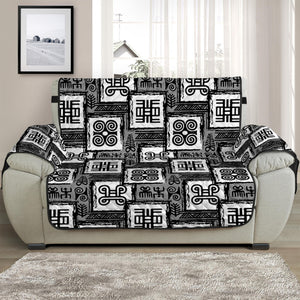 Grey African Adinkra Symbols Print Half Sofa Protector