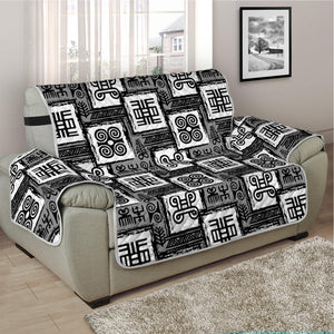 Grey African Adinkra Symbols Print Half Sofa Protector