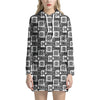 Grey African Adinkra Symbols Print Hoodie Dress