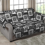 Grey African Adinkra Symbols Print Loveseat Protector