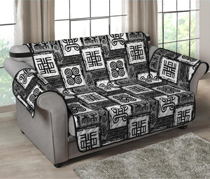 Grey African Adinkra Symbols Print Loveseat Protector