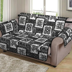 Grey African Adinkra Symbols Print Loveseat Protector